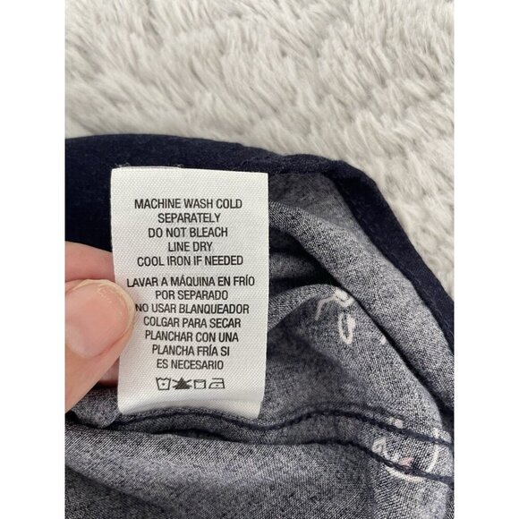 Roebuck and Co Vtg Blue Long Sleeve Button Up Collar Men's Shirt w/ Faces Sz L - Picture 6 of 7